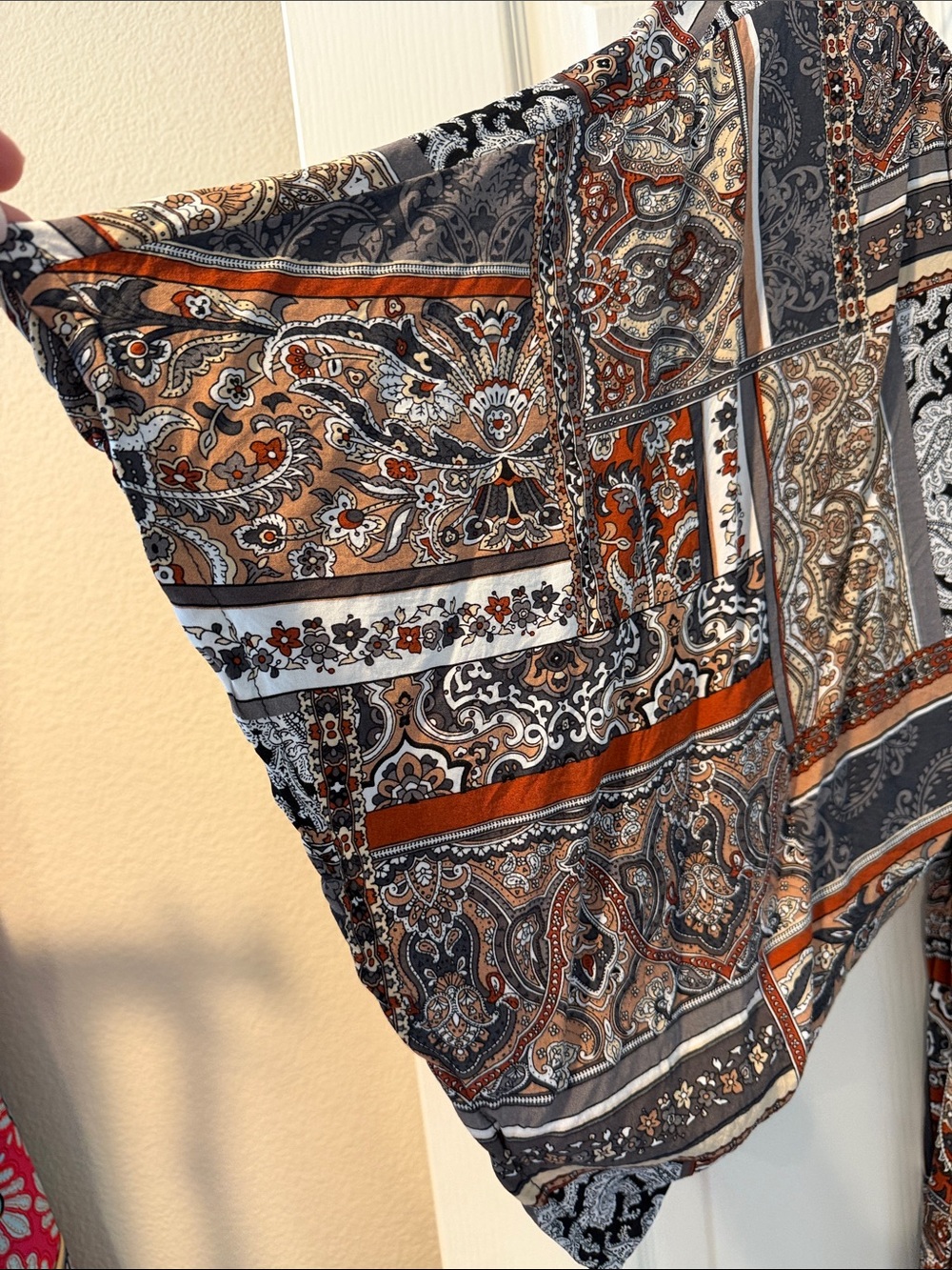 Paisley Peasant Tunic romper in Rust, Black & Cream - Picture 2 of 8